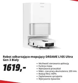 Media Markt Robot odkurzająco-mopujący DREAME L10S Ultra Gen 3 Biały oferta