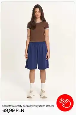 Cropp Szorty bermudy Cropp granatowe z wysokim stanem oferta