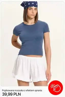 Cropp Koszulka prążkowana Cropp z efektem sprania oferta