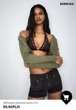 Bershka Szorty jeansowe mini haftowane Bershka oferta