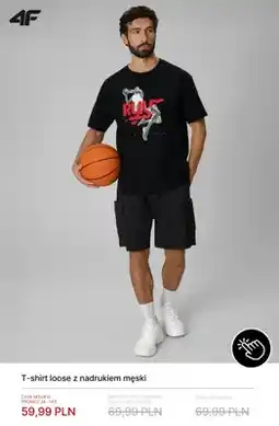 4F T-shirt loose z nadrukiem męski 4F oferta