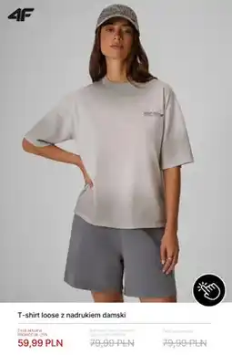 4F T-shirt loose z nadrukiem damski 4F oferta