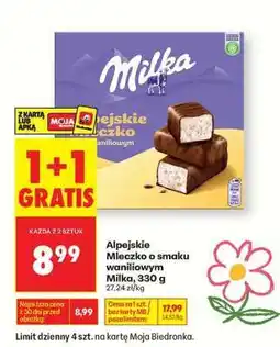 Biedronka Alpejskie Mleczko o smaku waniliowym Milka 330 g oferta