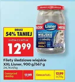 Biedronka Filety śledziowe wiejskie XXL Lisner 900 g / 567 g oferta