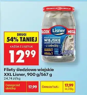 Biedronka Filety śledziowe wiejskie XXL Lisner 900 g / 567 g oferta
