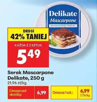 Biedronka Serek Mascarpone Delikate 250 g oferta