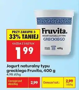 Biedronka Jogurt naturalny typu greckiego Fruvita, 400 g oferta