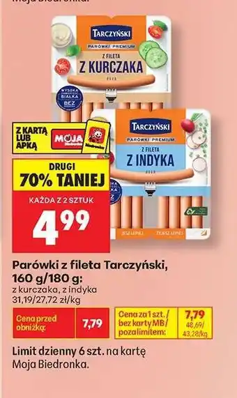 Biedronka Parówki z fileta Tarczyński oferta