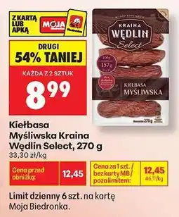 Biedronka Kiełbasa Myśliwska Kraina Wędlin Select, 270 g oferta