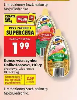 Biedronka Konserwa szynka Delikatesowa, 110 g oferta