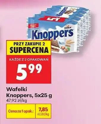 Biedronka Wafelki Knoppers, 5x25 g oferta