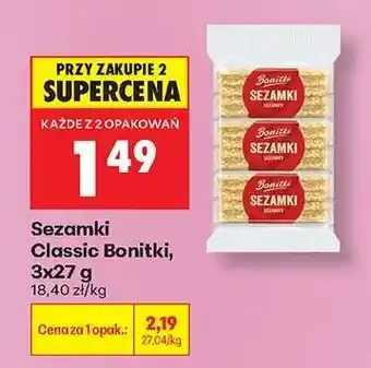 Biedronka Sezamki Classic Bonitki 3x27 g oferta