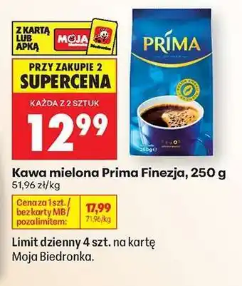 Biedronka KAWA MIELONA PRIMA FINEZJA 250 G oferta
