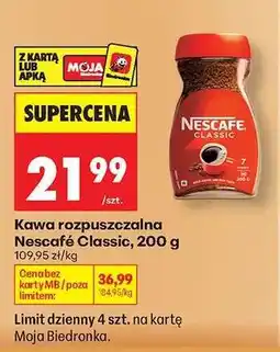 Biedronka Kawa rozpuszczalna Nescafe Classic , 200 g oferta