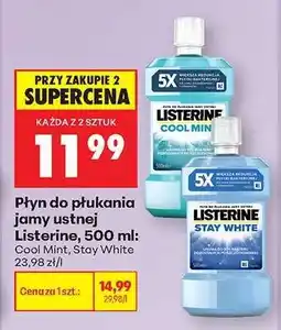 Biedronka Płyn do płukania jamy ustnej Listerine, 500 ml: Cool Mint, Stay White oferta