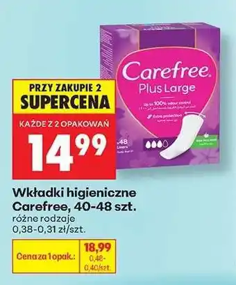 Biedronka Wkładki higieniczne Carefree, 40-48 szt oferta