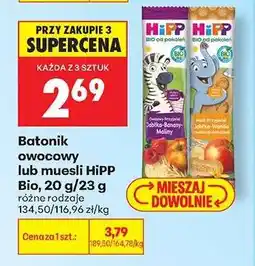 Biedronka Batonik owocowy lub muesli HiPP Bio, 20 g-23 g oferta