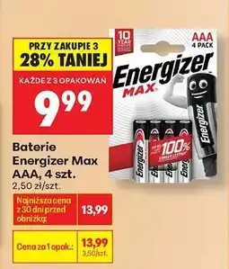 Biedronka Baterie Energizer Max AAA, 4 szt oferta