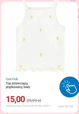 Top dziewczęcy prążkowany biały Cool Club
