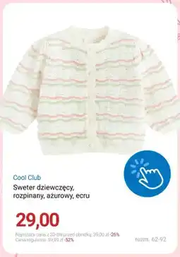 Smyk Sweter dziewczęcy rozpinany ażurowy ecru Cool Club oferta
