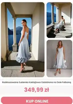 Renee Sukienka koktajlowa rozkloszowana ozdobiona na dole falbaną Renee oferta