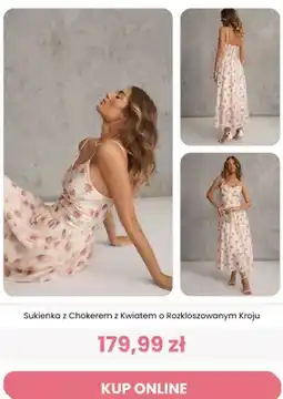 Renee Sukienka z chokerem z kwiatem o rozkloszowanym kroju Renee oferta