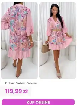 Modna Kiecka Sukienka damska pudrowa oversize ModnaKiecka.pl oferta