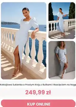 Renee Sukienka koktajlowa Reneé o prostym kroju z bufkami i rozcięciem na nogę oferta