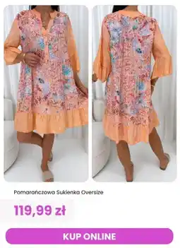 Modna Kiecka Sukienka oversize ModnaKiecka.pl pomarańczowa oferta