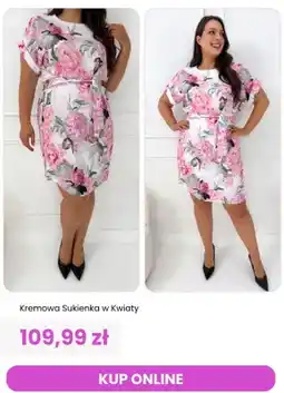 Modna Kiecka Sukienka damska kremowa w kwiaty ModnaKiecka.pl oferta
