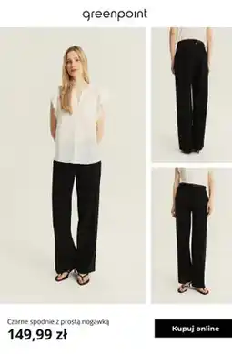 Greenpoint Spodnie damskie czarne z prostą nogawką Greenpoint oferta