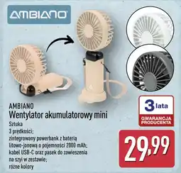 ALDI Ambiano Wentylator akumulatorowy mini oferta