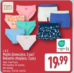 ALDI L&D Majtki dziewczęce, 5 par/Bokserki chłopięce, 3 pary oferta
