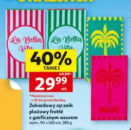Auchan Żakardowy ręcznik plażowy frotté z graficznym wzorem Actuel oferta