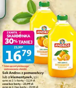 Auchan Sok Andros z pomarańczy lub z klementynek oferta