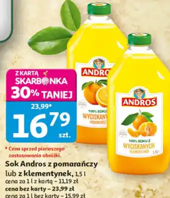 Auchan Sok Andros z pomarańczy lub z klementynek oferta