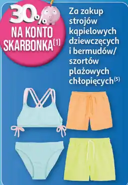 Auchan Stroje kąpielowe dziewczęce i bermudy/szorty plażowe chłopięce oferta