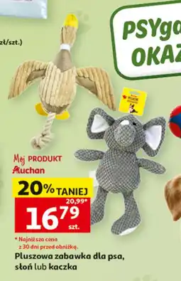 Auchan Pluszowa zabawka dla psa, słoń lub kaczka oferta