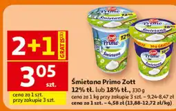 Auchan Śmietana Primo Zott 12% tł. lub 18% tł oferta