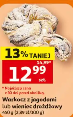 Auchan Warkocz z jagodami lub wieniec drożdżowy oferta