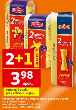 Auchan Makaron Podravka 2 minuty 100% pszenicy Durum, 500 g, wybrane rodzaje oferta