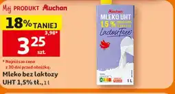 Auchan Mleko bez laktozy UHT 1,5% tł oferta
