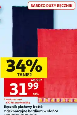 Auchan actuel Ręcznik plażowy frotté z dekoracyjną bordiurą w słońca oferta
