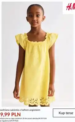 H&M Sukienka bawełniana z haftem angielskim H&M oferta