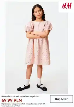 H&M Bawełniana sukienka z haftem angielskim H&M oferta