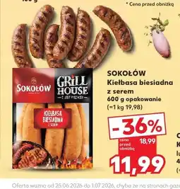 Kaufland Kiełbasa biesiadna z serem Sokołów oferta