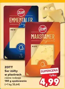 Kaufland Ser żółty w plastrach Zott Emmentaler oferta