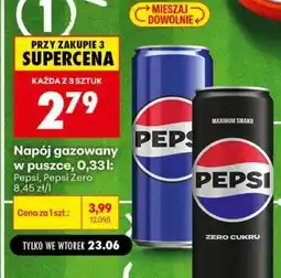 Biedronka Napój gazowany w puszce, 0,33 l: Pepsi, Pepsi Zero oferta