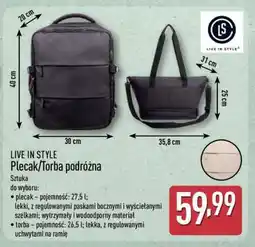 ALDI LIVE IN STYLE Plecak/Torba podróżna oferta