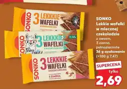 Kaufland SONKO Lekkie wafelki w mlecznej czekoladzie z owsem, 3 ziarna, pełnoziarniste oferta